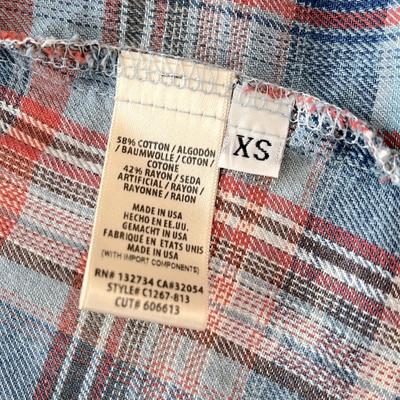 Cloth & Stone Plaid Tunic Dress Button Down Sz XSm BinE - Picture 7 of 10